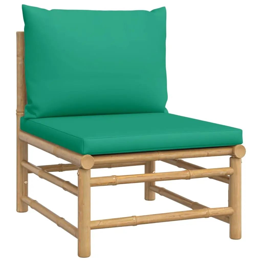 9 Piece Garden Lounge Set Bamboo Outdoor Furniture Brown with Cushions