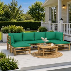 Elegant 7 Piece Bamboo Lounge Set for Outdoor Spaces