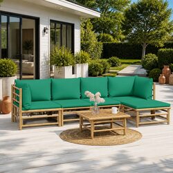 Sturdy Bamboo 6 Piece Modular Garden Lounge Set