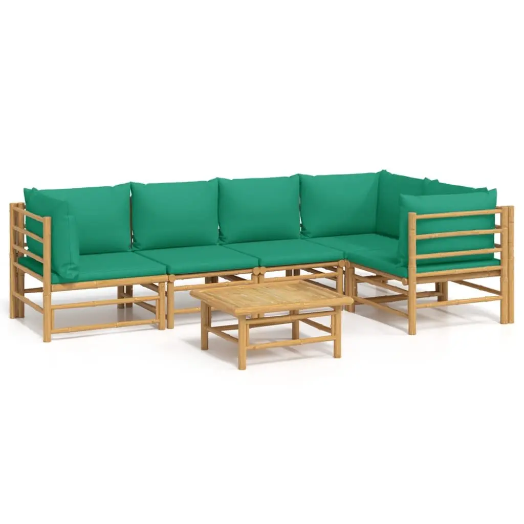 6 Piece Bamboo Garden Lounge Set with Cushions