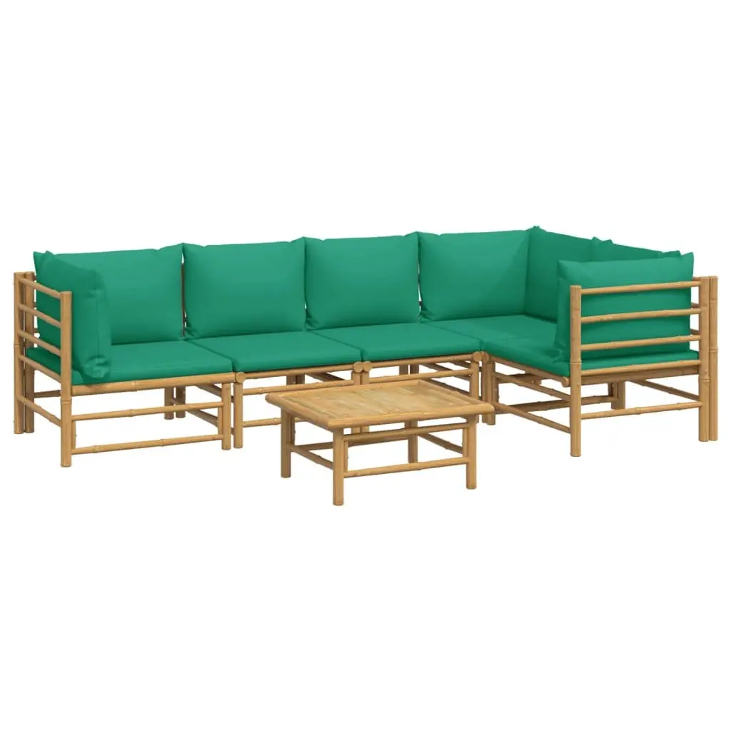 6 Piece Bamboo Garden Lounge Set with Cushions