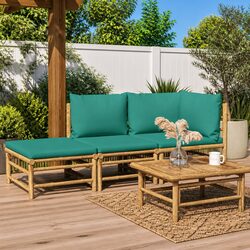 Elegant 3 Piece Bamboo Garden Lounge Set with Cushions