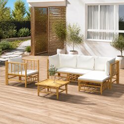 Sturdy 6-Piece Bamboo Garden Lounge Set with Cushions