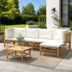 Stylish 6-Piece Bamboo Garden Lounge Set