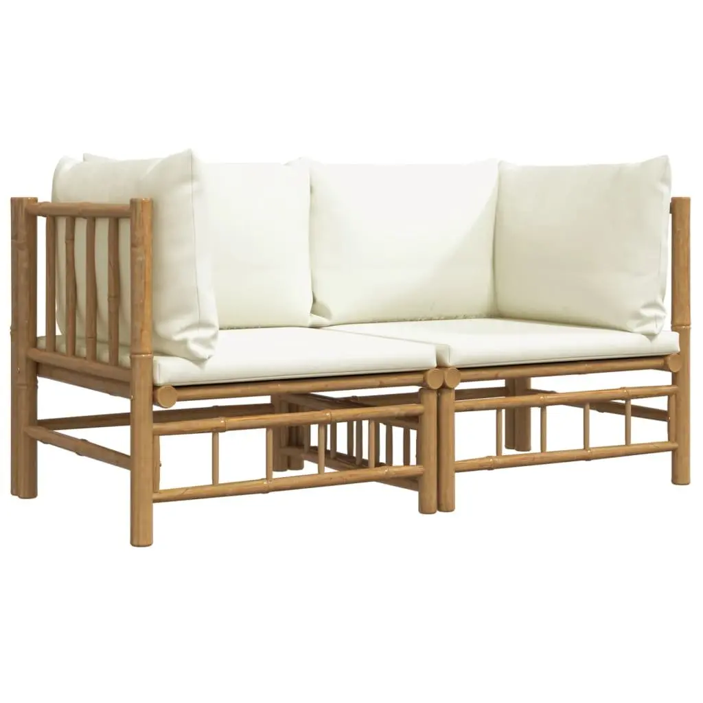 Bamboo Outdoor Corner Sofa Set 2-Piece with Cushions