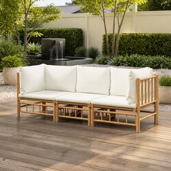 Stylish 3 Piece Bamboo Lounge Set for Outdoor Comfort