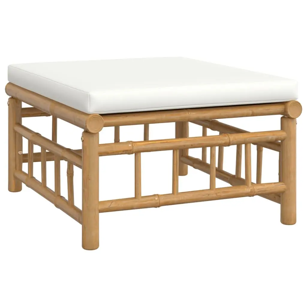 8-Piece Brown Bamboo Garden Lounge Set with Cream Cushions