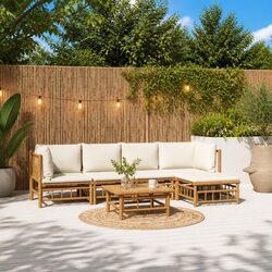 Bamboo Sectional Lounge Set - 6 Piece Outdoor Furniture