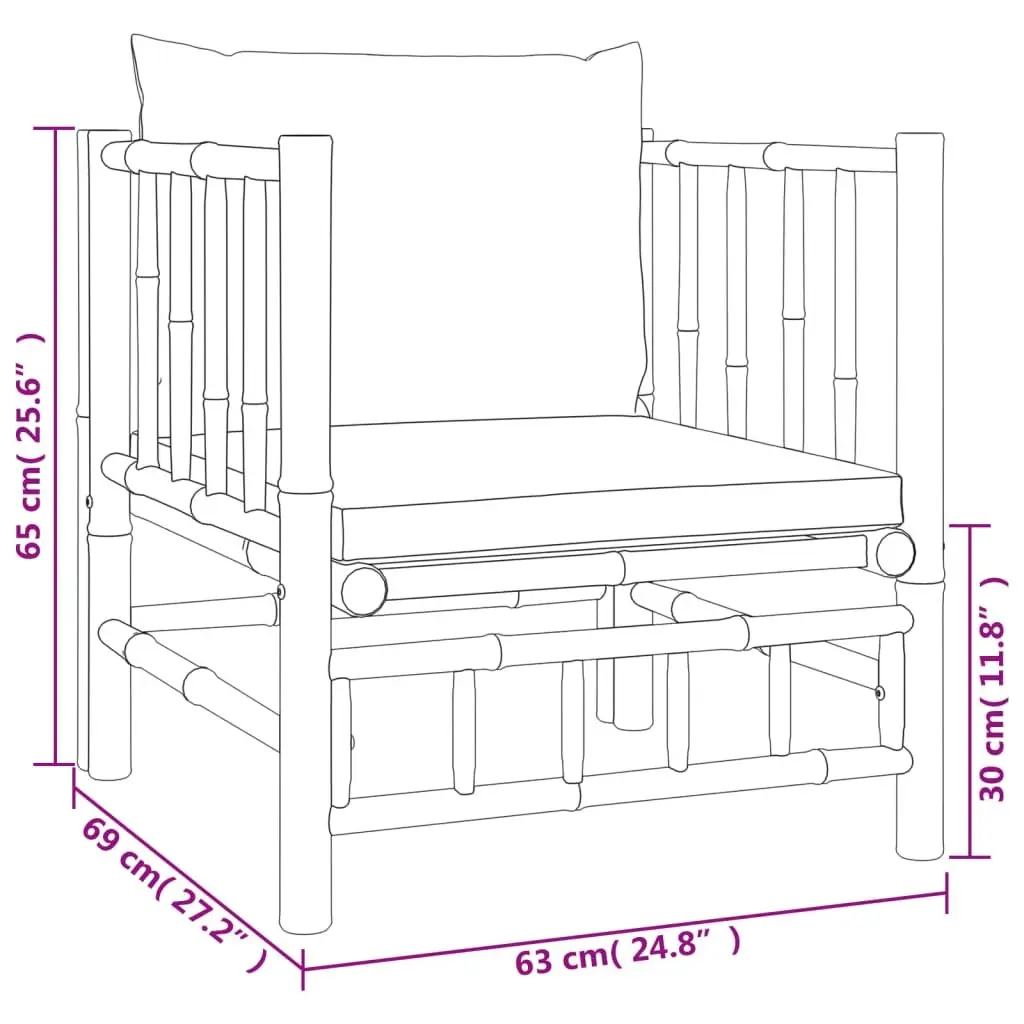 7 Piece Garden Lounge Set Bamboo Modular Sofa with Cushions Brown