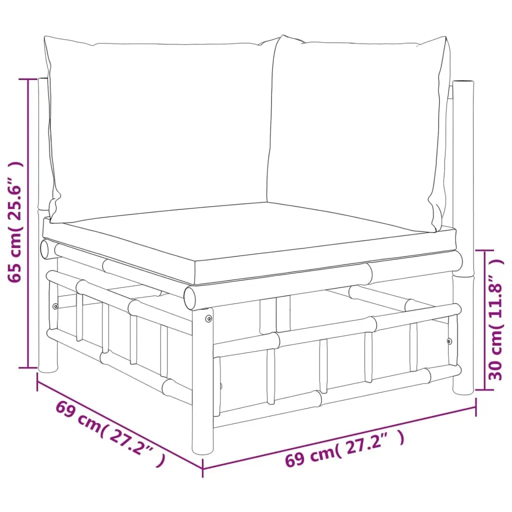 Outdoor Lounge Set Bamboo 4 Piece Brown Furniture with Cushions