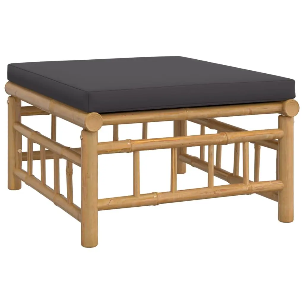 Garden Lounge Set Bamboo 6 Piece Outdoor Furniture Brown with Dark Grey Cushions