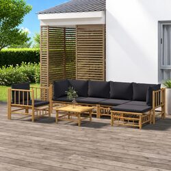 7-Piece Bamboo Lounge Set with Cushions and Table