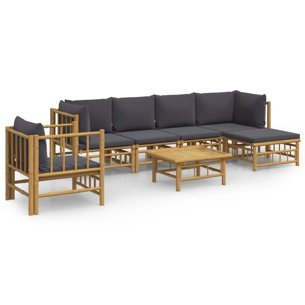 7-Piece Bamboo Lounge Set with Cushions and Table