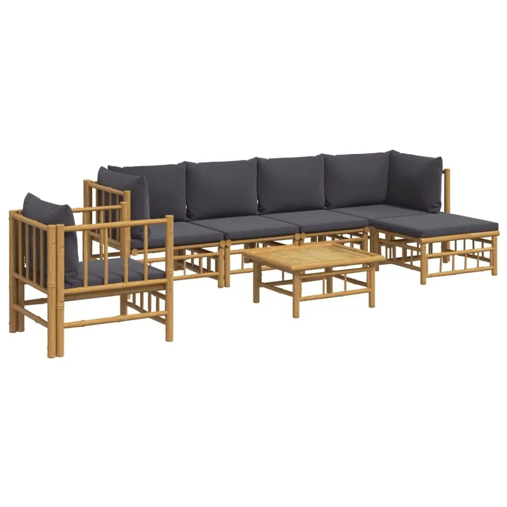 7-Piece Bamboo Lounge Set with Cushions and Table