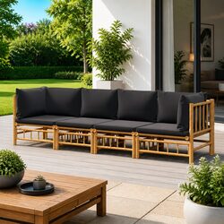 Durable Bamboo Garden Lounge Set 4 Piece Outdoor Furniture