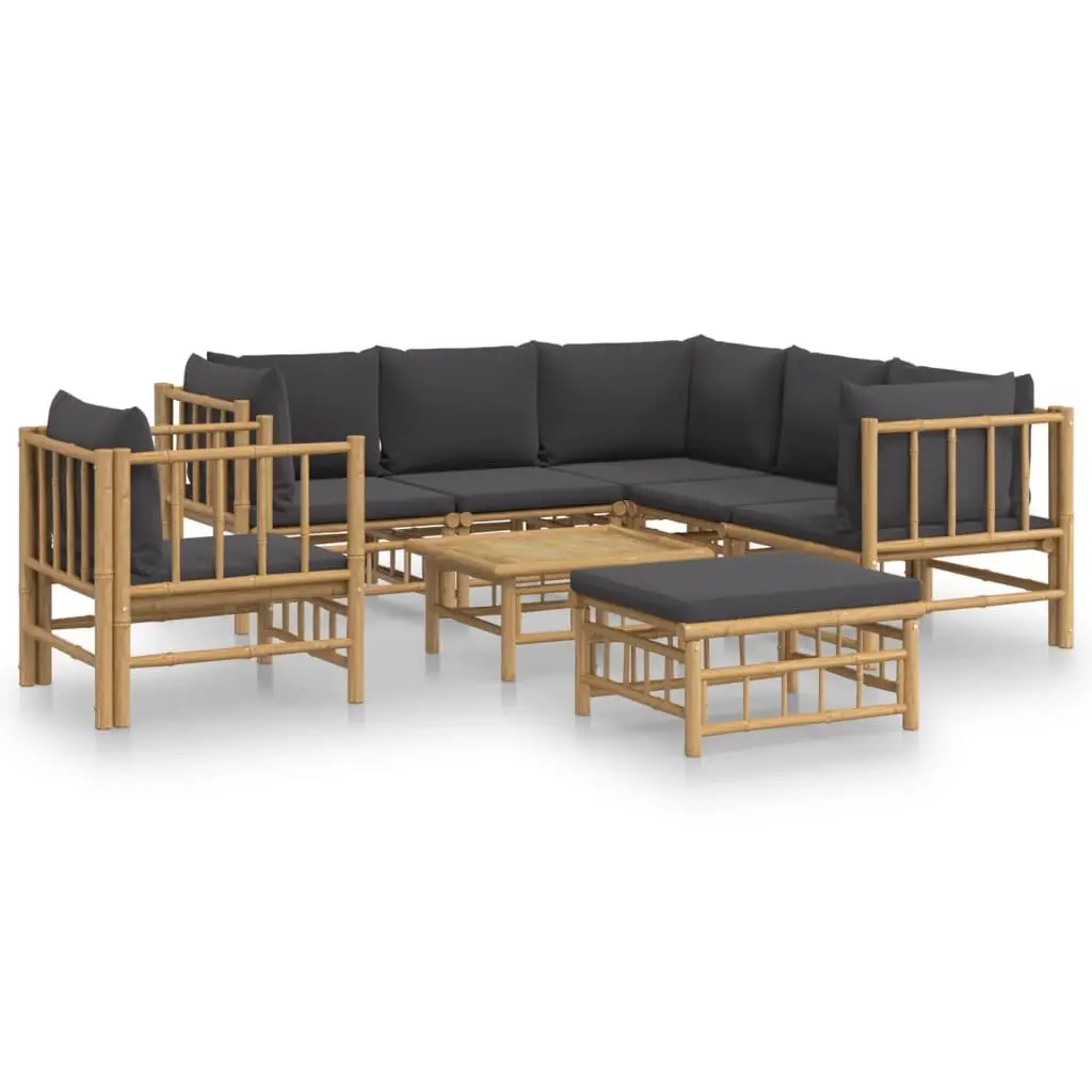 8 Piece Garden Lounge Set Outdoor Furniture Bamboo with Cushions Patio Sofa