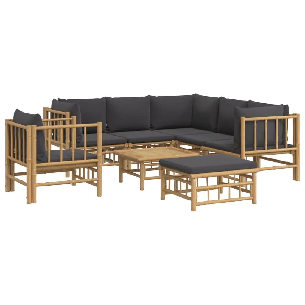 8 Piece Garden Lounge Set Outdoor Furniture Bamboo with Cushions Patio Sofa