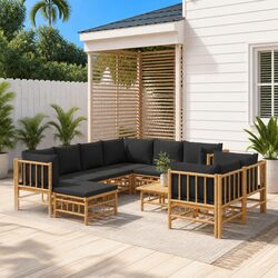 10-Piece Modular Bamboo Garden Lounge Set with Table