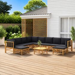Premium 11-Piece Bamboo Outdoor Lounge Set with Cushions