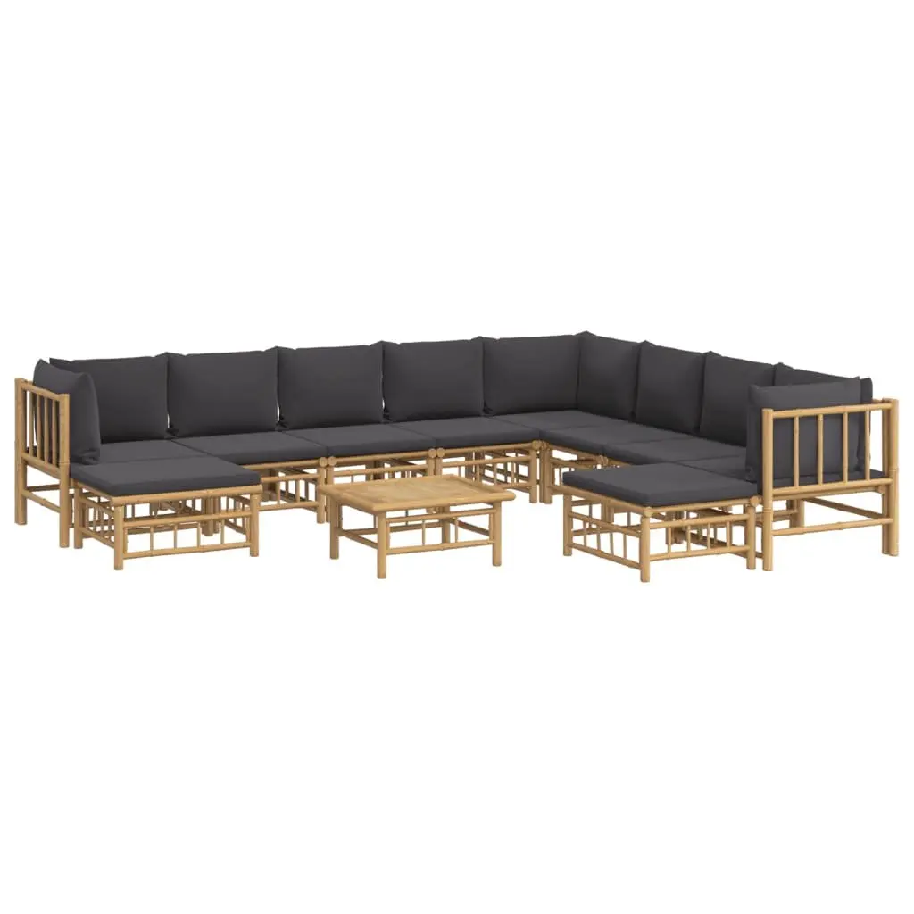 Garden Lounge Set Bamboo 11 Piece Outdoor Furniture Sofa with Cushions Table Brown