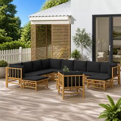 Durable Bamboo Garden Lounge Set - 12 Piece Outdoor Furniture