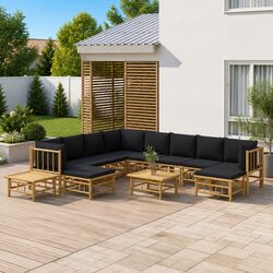 Premium 12-Piece Bamboo Outdoor Lounge Set with Cushions