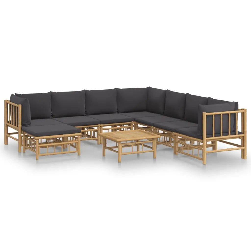 Bamboo Garden Lounge Set 9 Piece Outdoor Furniture Brown