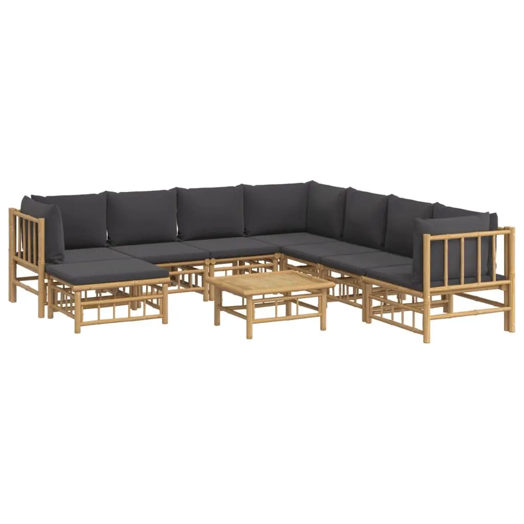 Bamboo Garden Lounge Set 9 Piece Outdoor Furniture Brown