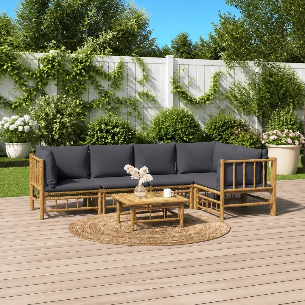 Bamboo Garden Lounge Set 6 Piece Outdoor Furniture Brown