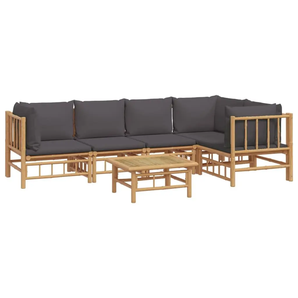 Bamboo Garden Lounge Set 6 Piece Outdoor Furniture Brown