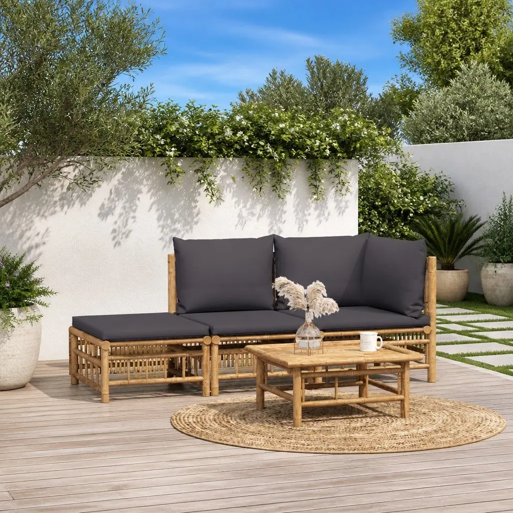 Bamboo Outdoor Lounge Set with Cushions