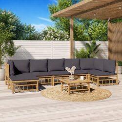 Premium Bamboo 8-Piece Modular Garden Lounge Set