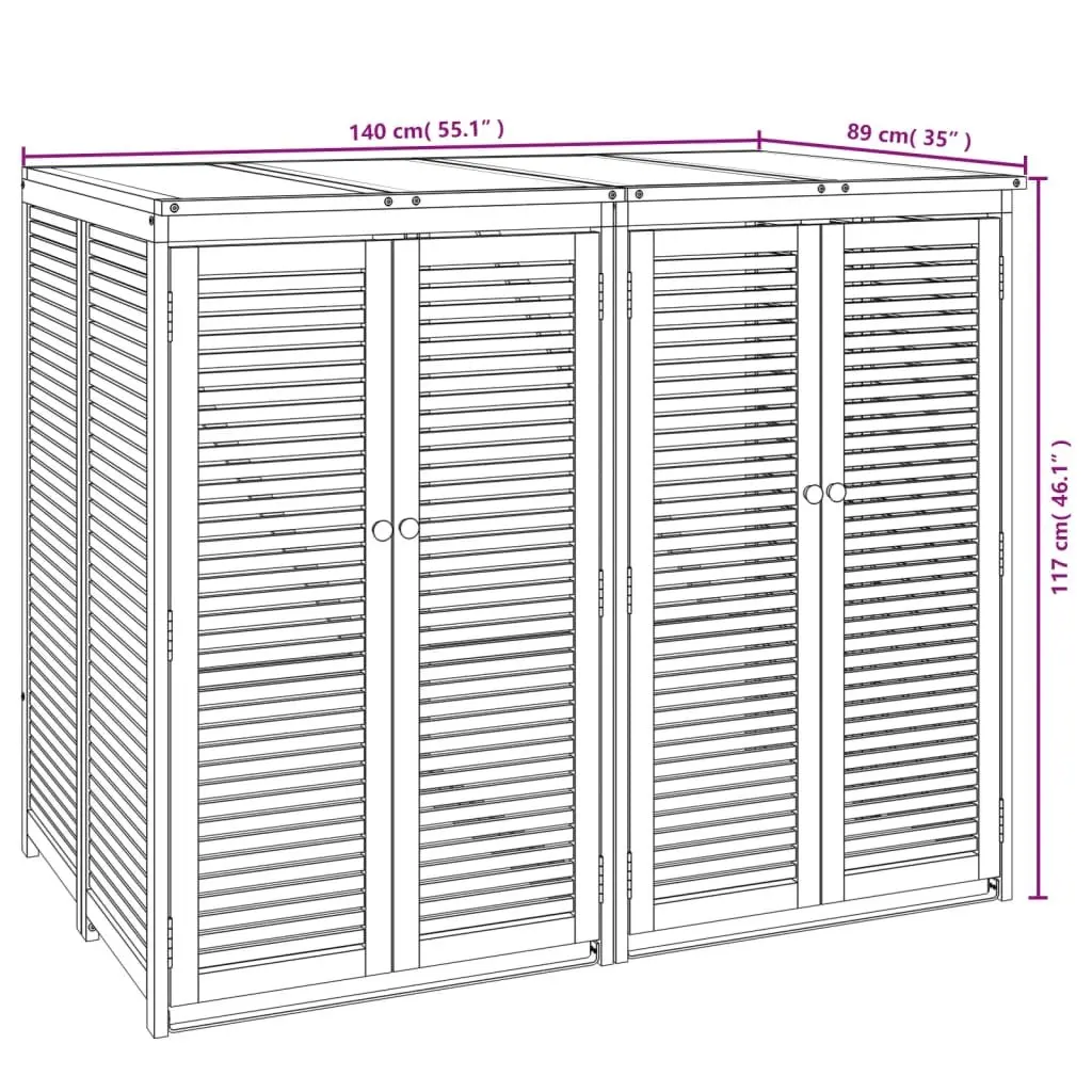 Double Garbage Bin Shed in Brown Wood
