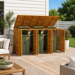 Durable Triple Garbage Bin Shed 210x89x117 cm