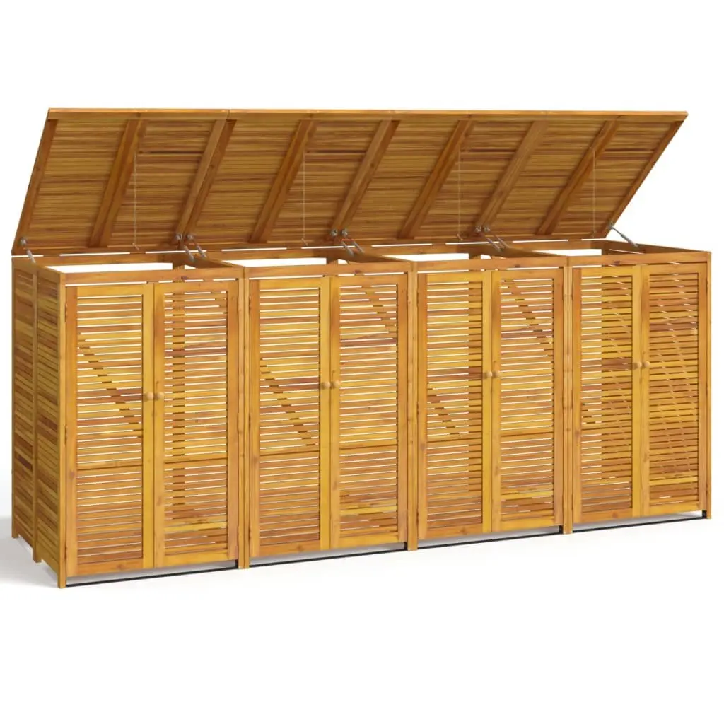 Solid Wood Quadruple Garbage Bin Shed 280x89x117 cm
