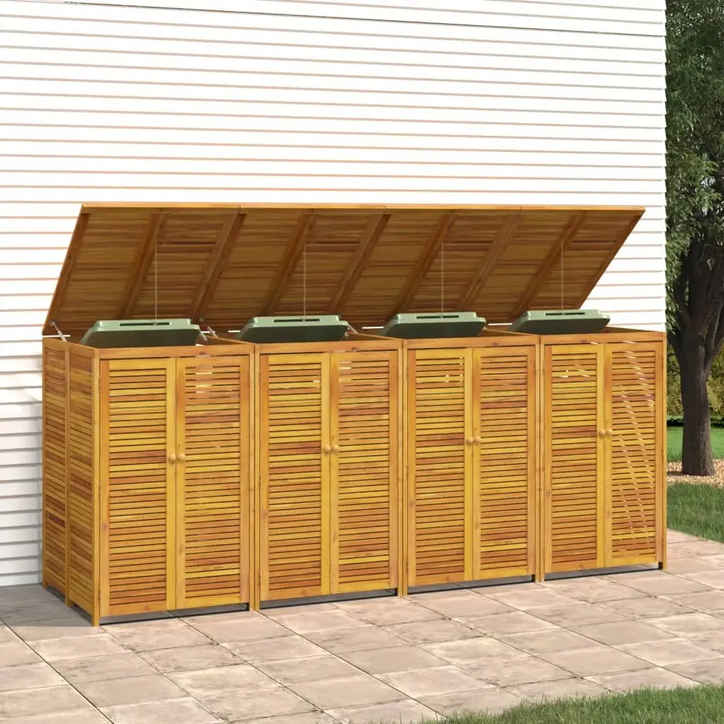 Solid Wood Quadruple Garbage Bin Shed 280x89x117 cm