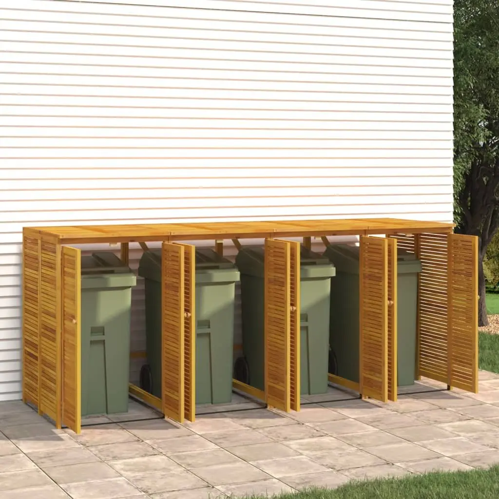 Solid Wood Quadruple Garbage Bin Shed 280x89x117 cm