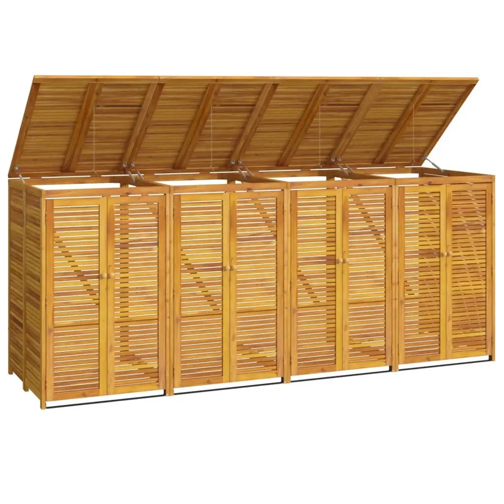 Solid Wood Quadruple Garbage Bin Shed 280x89x117 cm