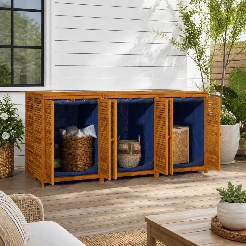 Garden Storage Box Solid Acacia Wood 210x87x104cm Brown