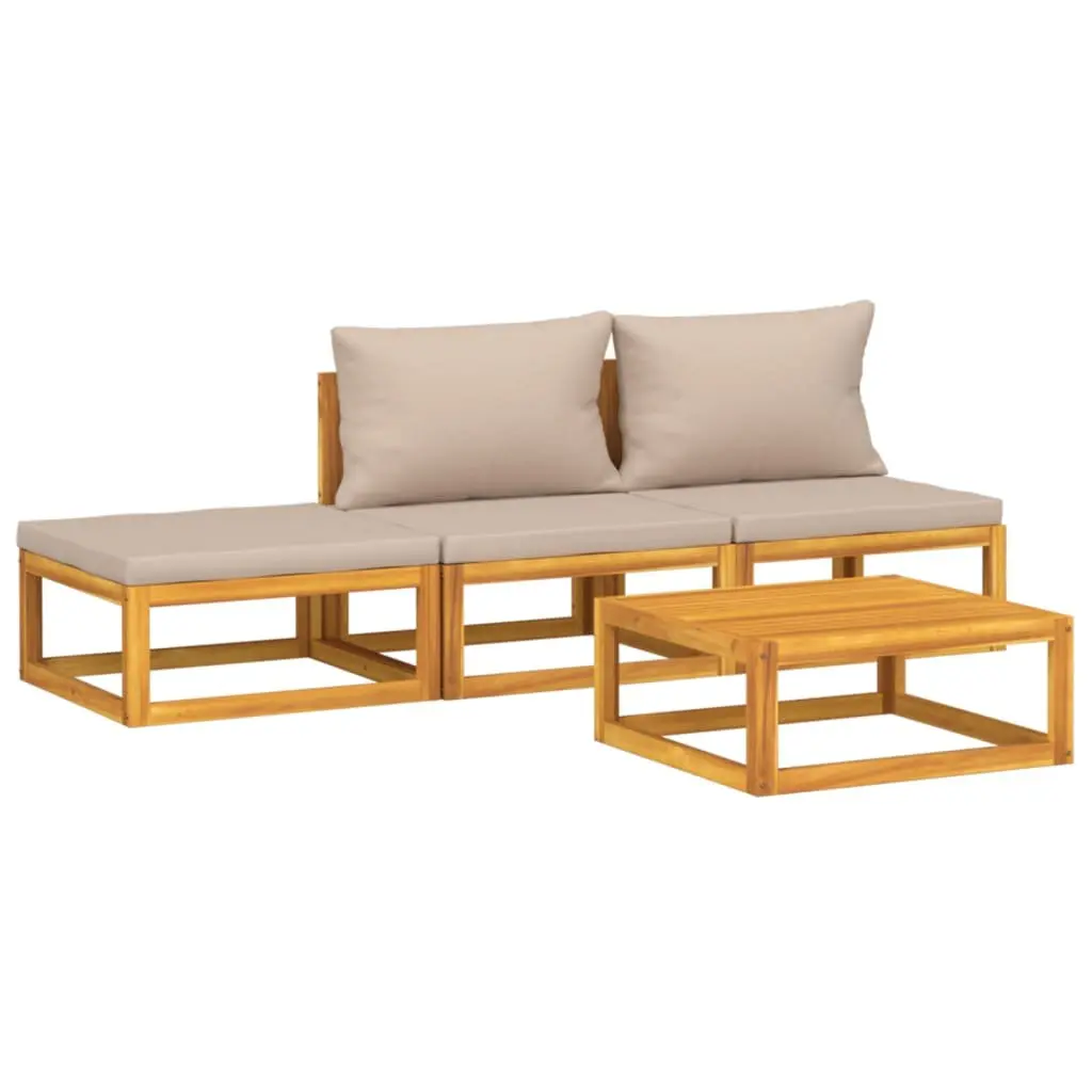 Outdoor 4-Piece Lounge Furniture Set with Cushions and Table