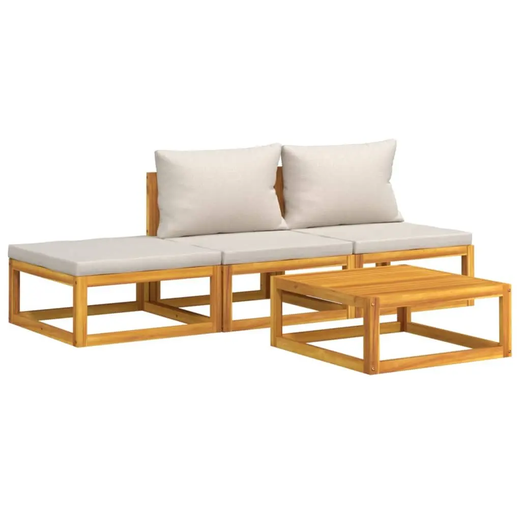 Solid Wood 4 Piece Garden Lounge Set with Cushions