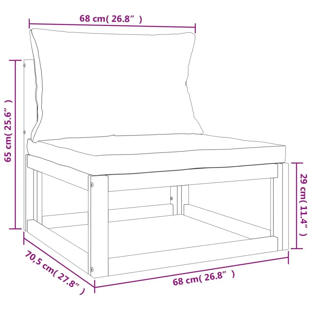 Solid Wood 4 Piece Garden Lounge Set with Cushions