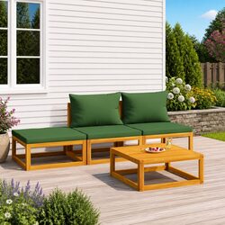 Outdoor 4 Piece Garden Lounge Set with Green Cushions