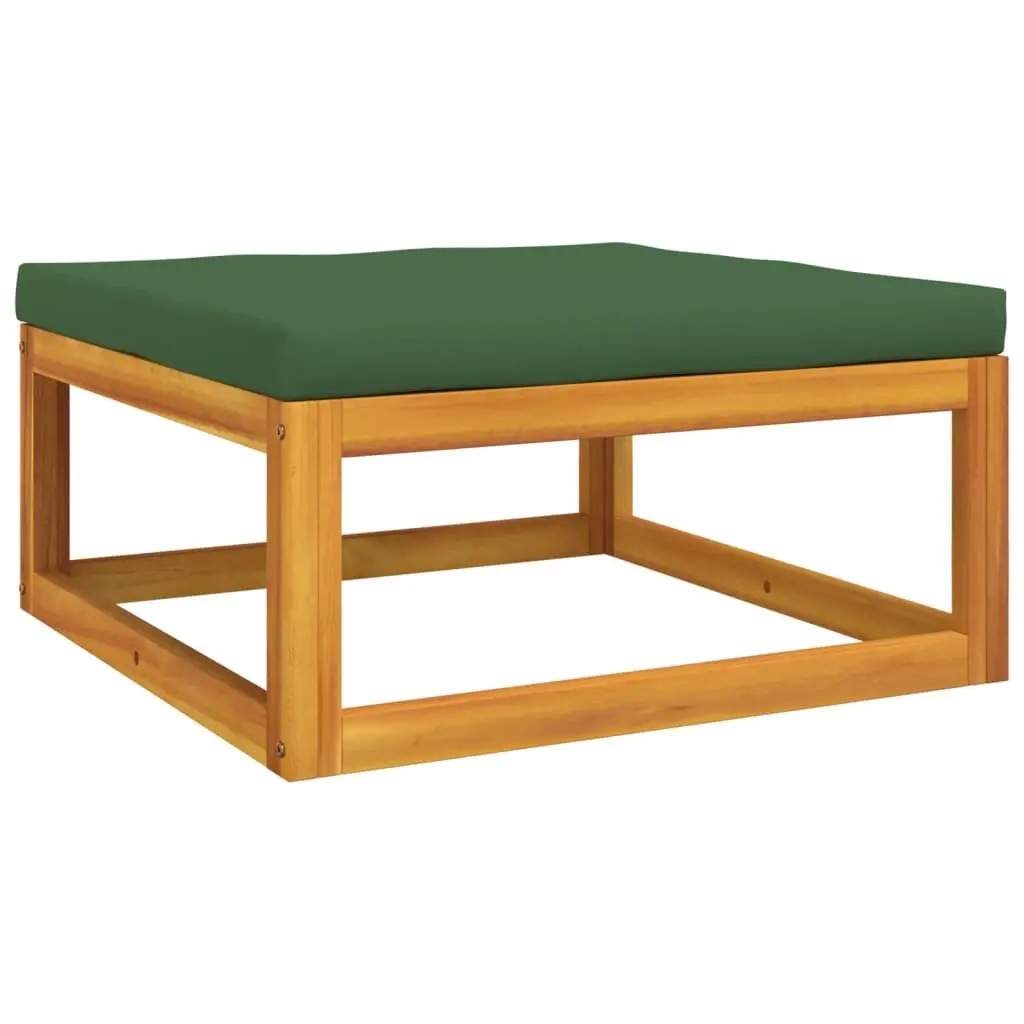 4 Piece Garden Lounge Set Solid Acacia Wood Brown with Green Cushions