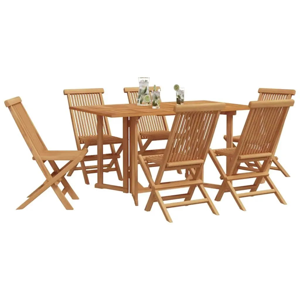 Teak Wood 7-Piece Outdoor Dining Set with Rectangular Table