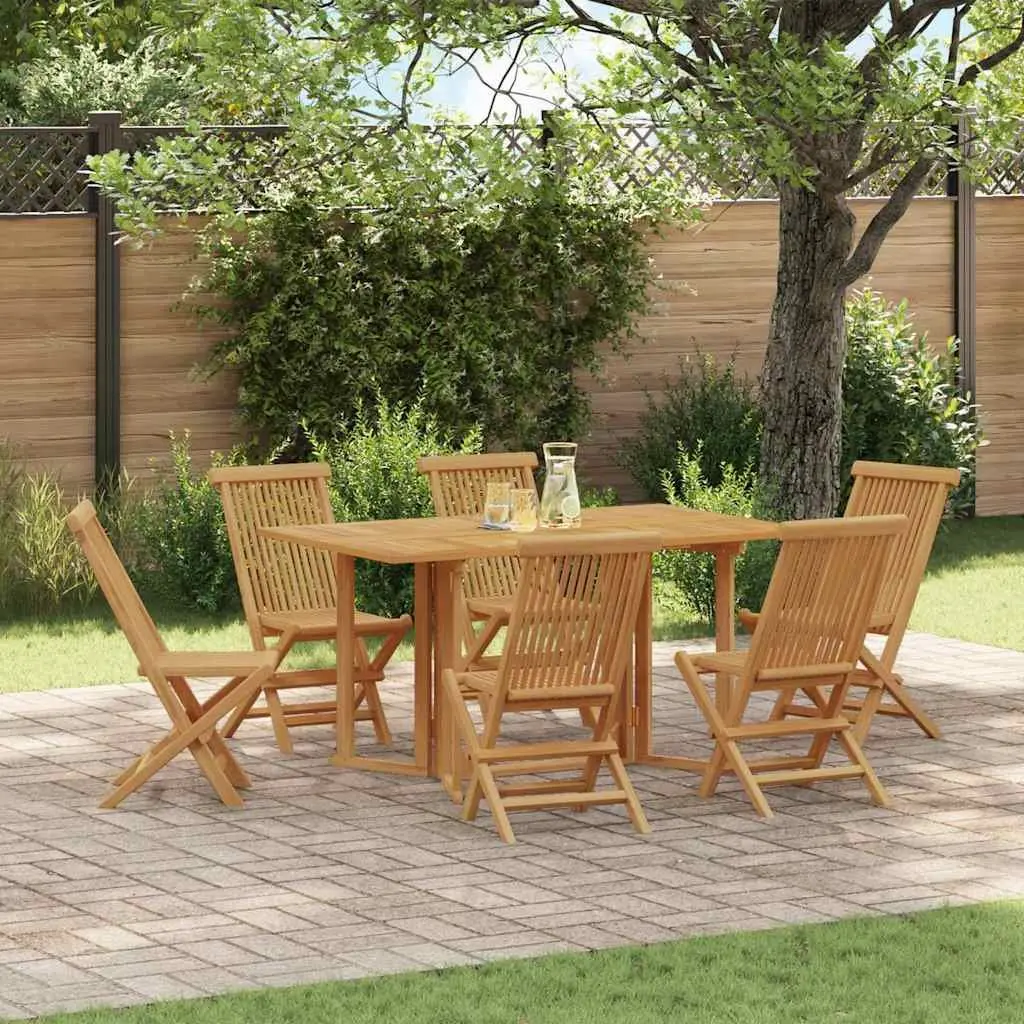 Teak Wood 7-Piece Outdoor Dining Set with Rectangular Table