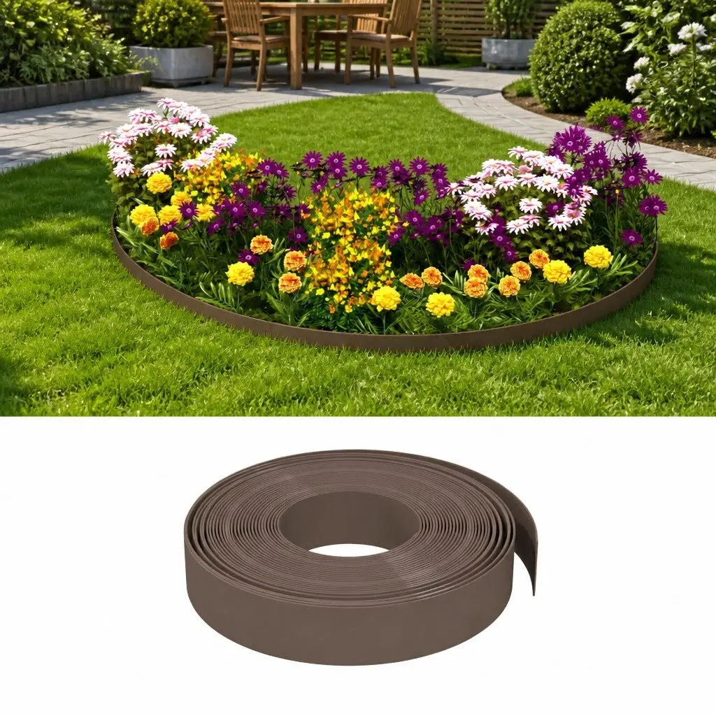 Flexible Brown Garden Edging Borders 5 pcs 10 m