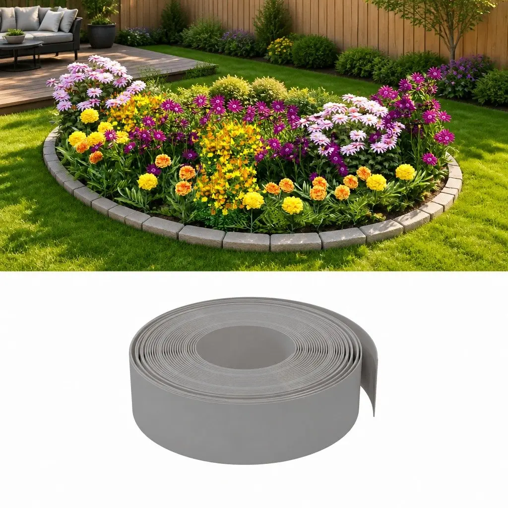 Garden Edging Borders Polyethylene 10 m Grey 4 Pieces