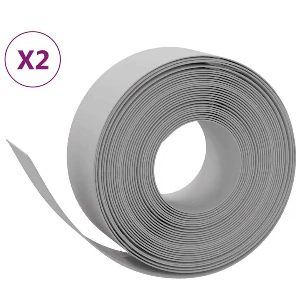 Garden Edging Border 2 Pieces Grey 10m Flexible Lawn Flower Bed Edging Strips
