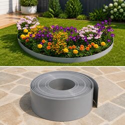 High-Quality Flexible Garden Edging Border 4 pcs Grey 10 m 20 cm